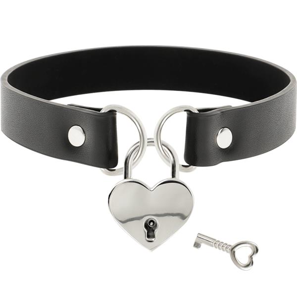 VEGAN LEATHER NECKLACE WITH HEART ACCESSORY WITH KEY
