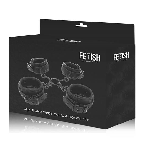 SET OF HAND AND ANKLE HANDCUFFS WITH NOPRENE LINING