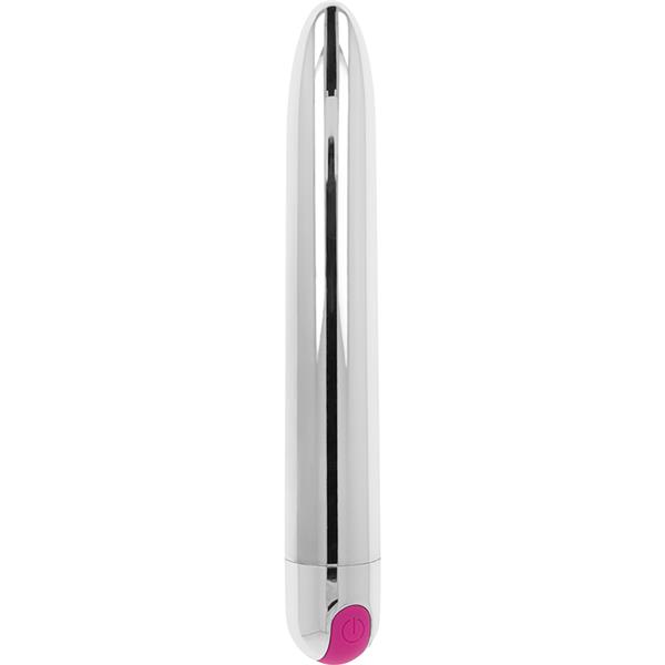 POLNJENI SREBRNI VIBRATOR 10 NAČINOV 18.5 CM