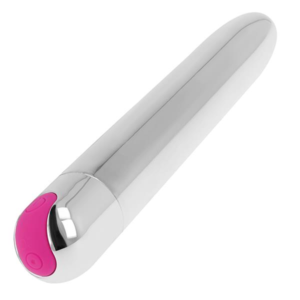 POLNJENI SREBRNI VIBRATOR 10 NAČINOV 18.5 CM