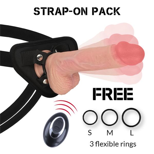 HARNESS + LIQUID SILICONE VIBRATOR PREMIUM APACHE REMOTE CONTROL 20.5 CM -O- 4.62 CM