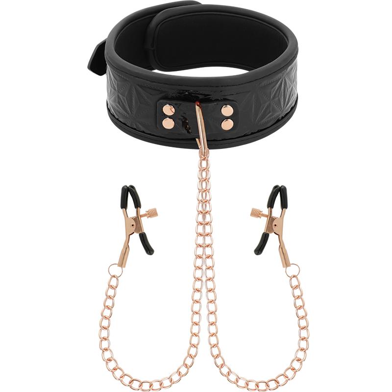 BLACK EDITION COLLAR WITH NIPPLE CLAMPS WITH NEOPRENE LINING