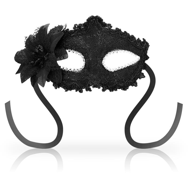 ANTIZAZ MASKS VENETIAN STYLE SIDE FLOWER - BLACK