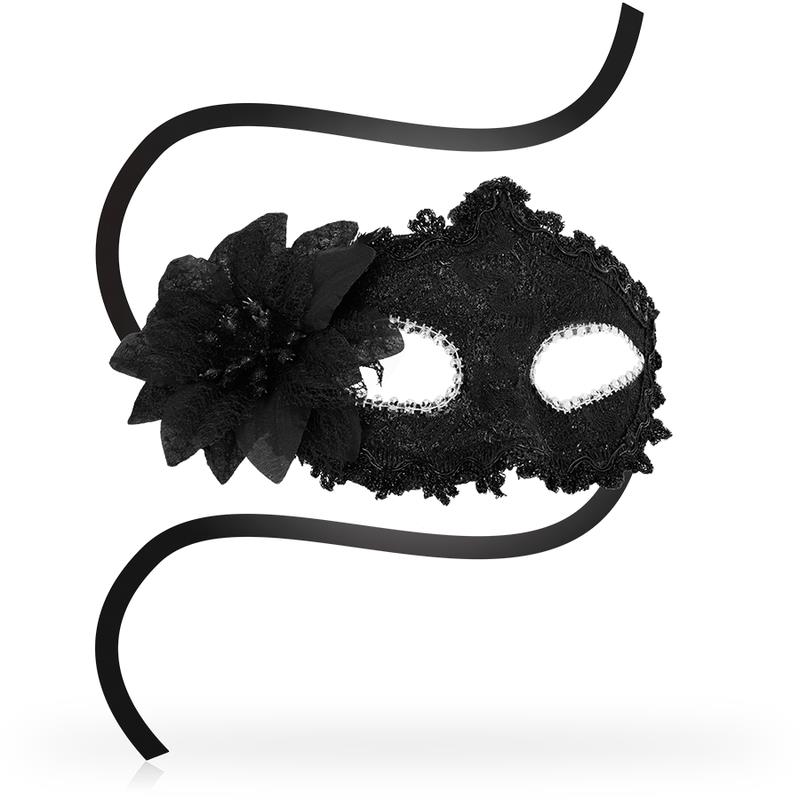 ANTIZAZ MASKS VENETIAN STYLE SIDE FLOWER - BLACK