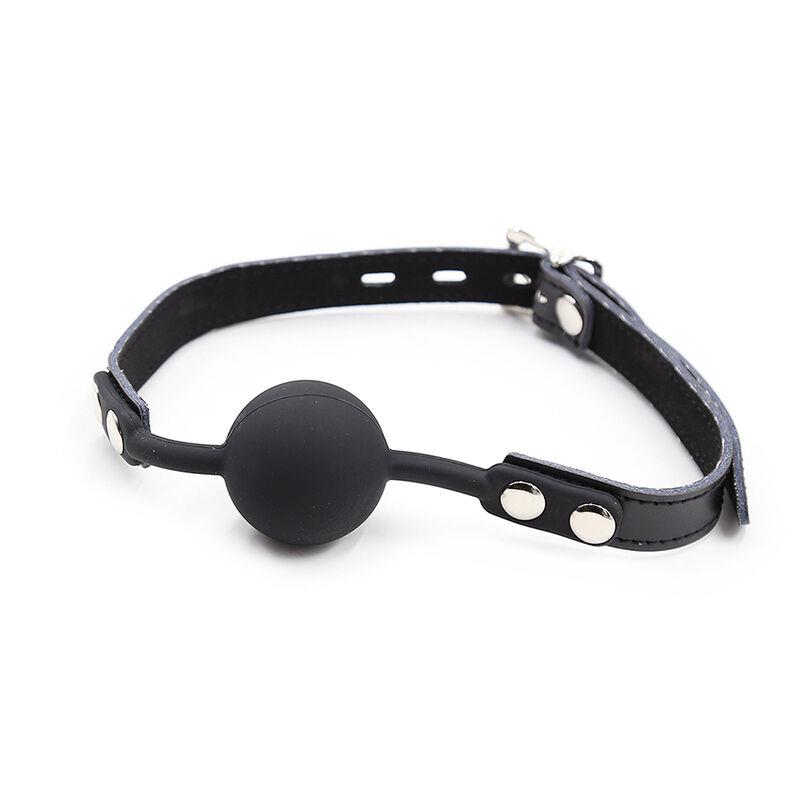 SILICONE BALL GAG WITH LEATHER BELT (PADLOCK INCLUDED)