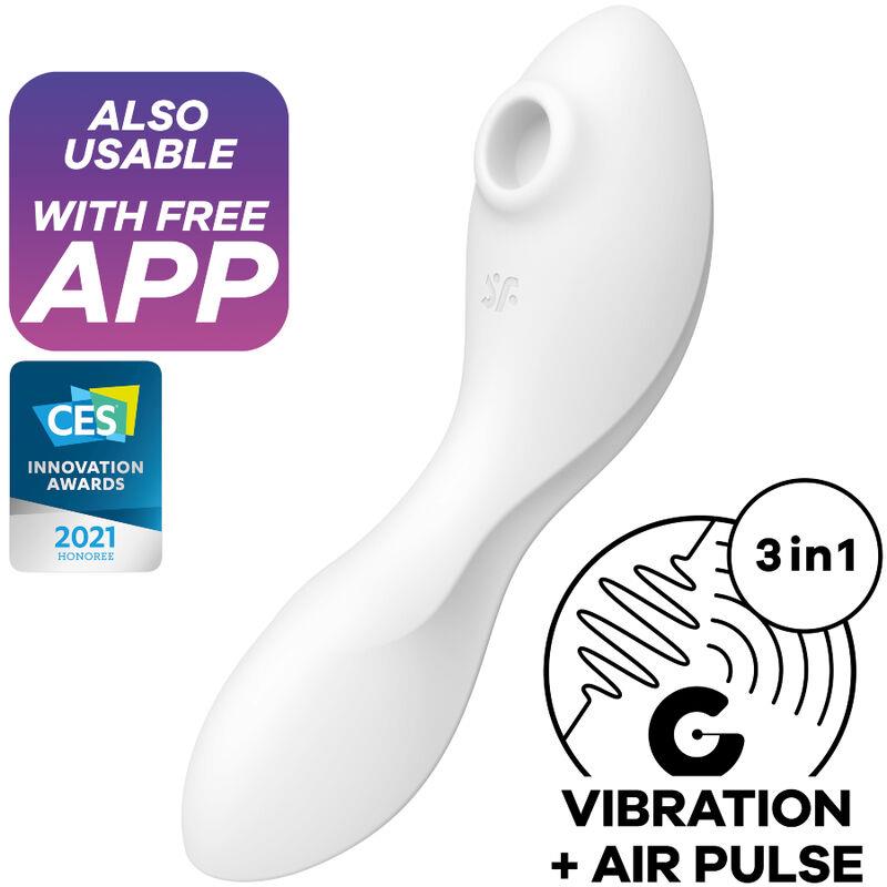 CURVY TRINITY 5 AIR PULSE STIMULATOR & VIBRATOR APP WHITE