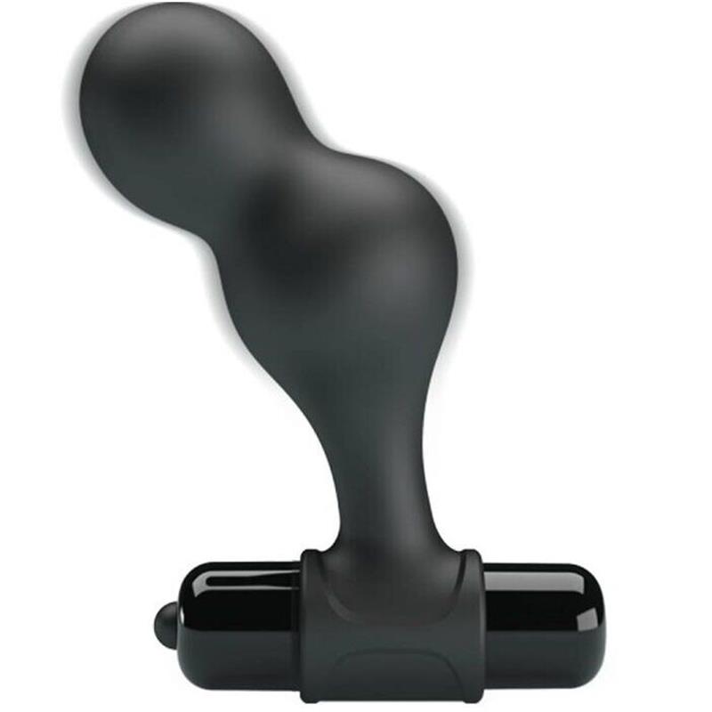 BLACK SILICONE VIBRATOR ANAL PLUG