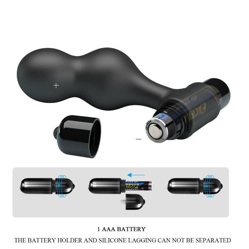 BLACK SILICONE VIBRATOR ANAL PLUG