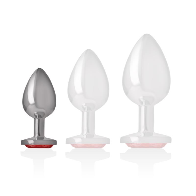 ALUMINUM METAL ANAL PLUG WITH RED CRYSTAL SIZE S