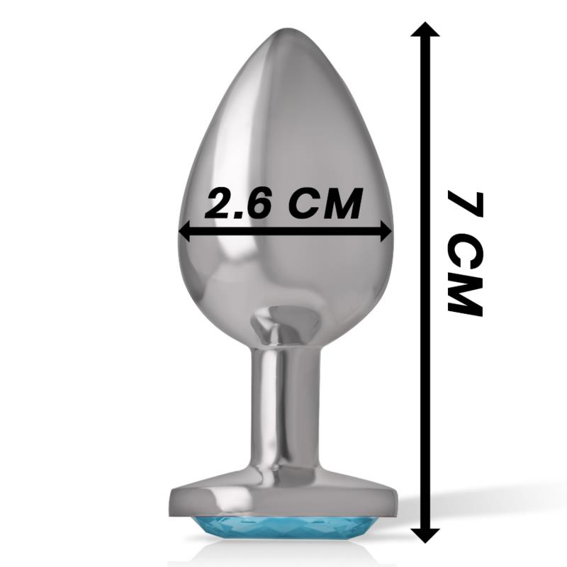 ALUMINUM METAL ANAL PLUG WITH BLUE CRYSTAL SIZE S