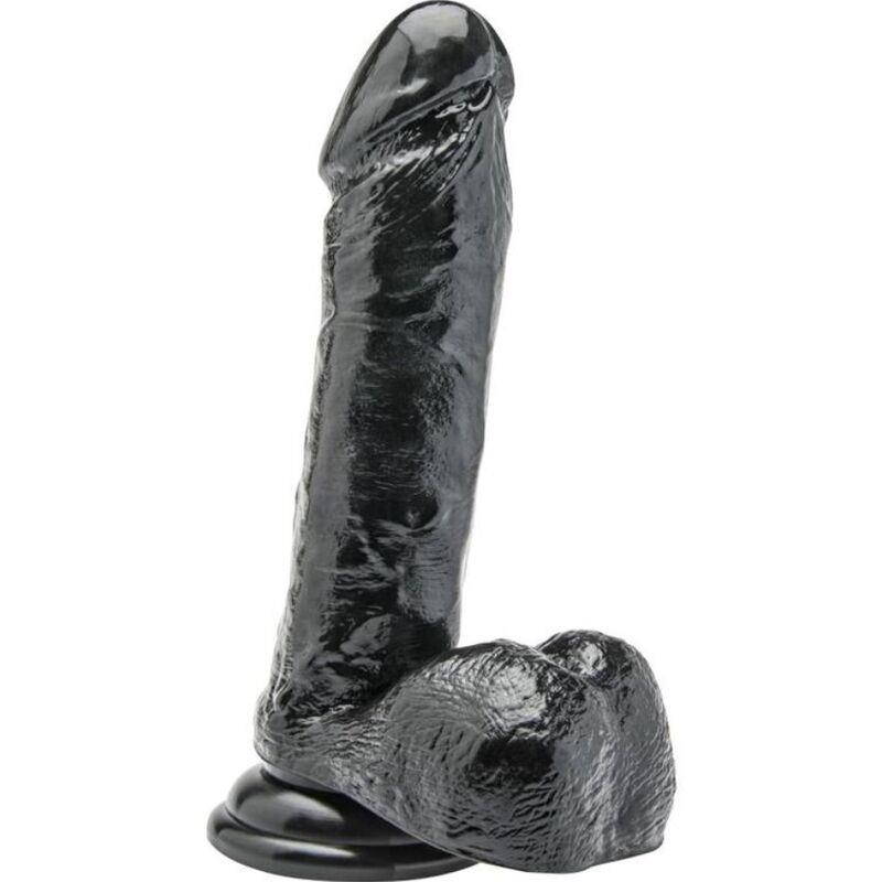 DILDO 18 CM Z JAJCI ČRN
