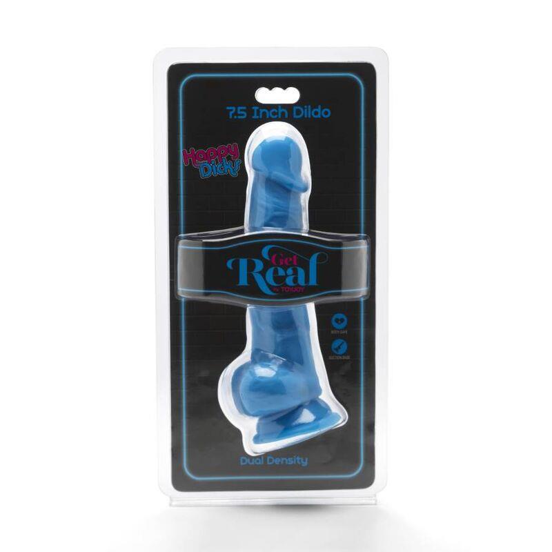 HAPPY DICKS 19 CM Z JAJCI MODRA