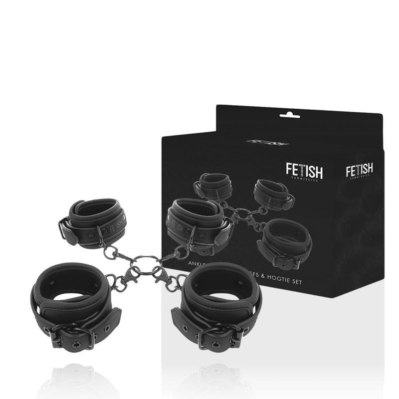 SET OF HAND AND ANKLE HANDCUFFS WITH NOPRENE LINING