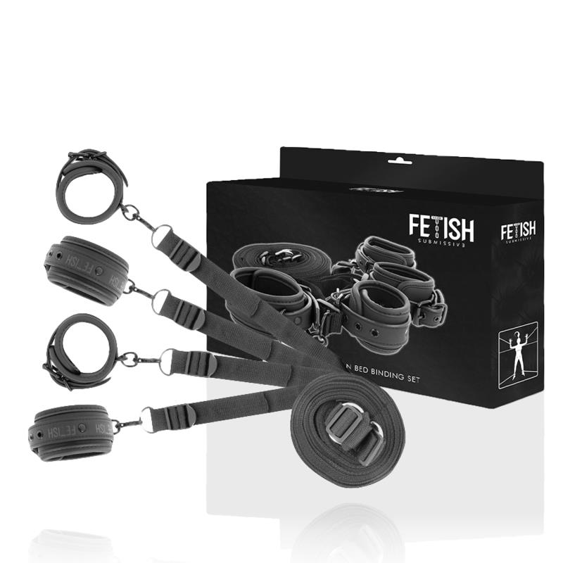 SET OF HANDCUFFS AND TIES WITH NOPRENE LINING
