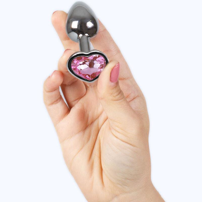 METAL BUTT PLUG FUCHSIA HEART SMALL SIZE 7 CM