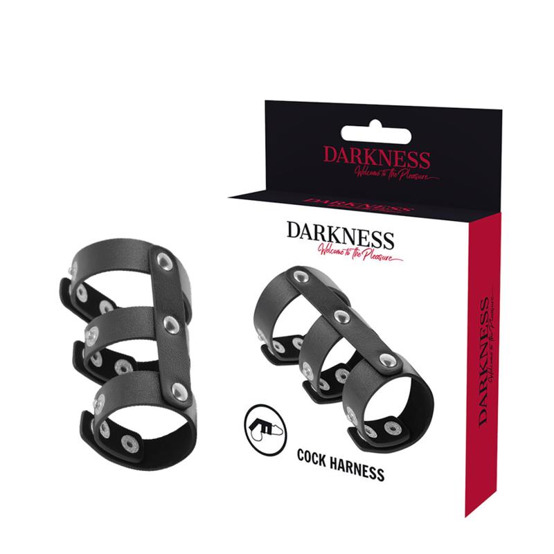ADJUSTABLE LEATHER DOUBLE PENIS AND TESTICLE RING