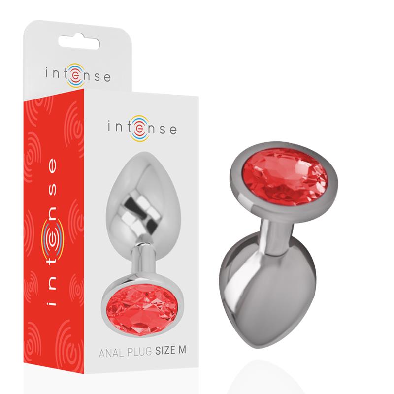 METAL ANAL PLUG WITH RED CRYSTAL SIZE M