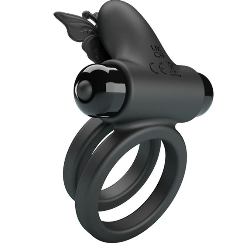 DOUBLE VIBRATING RING WITH BLACK STIMULATOR
