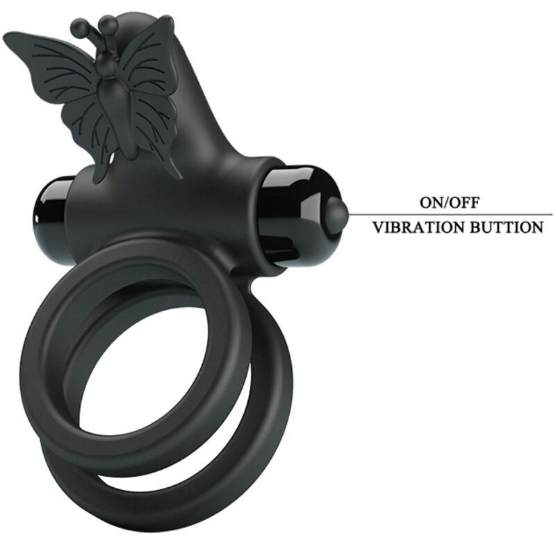 DOUBLE VIBRATING RING WITH BLACK STIMULATOR