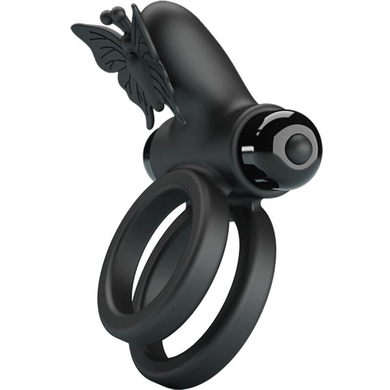 DOUBLE VIBRATING RING WITH BLACK STIMULATOR
