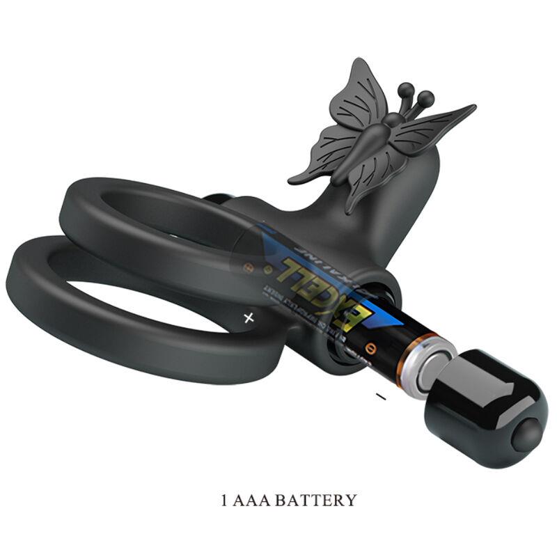 DOUBLE VIBRATING RING WITH BLACK STIMULATOR