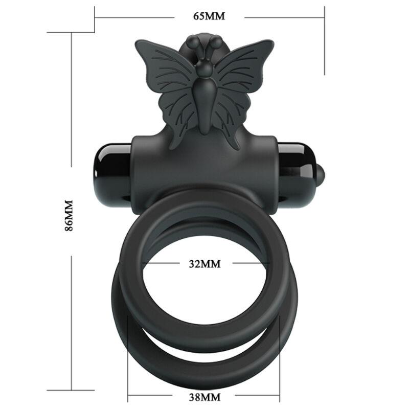 DOUBLE VIBRATING RING WITH BLACK STIMULATOR