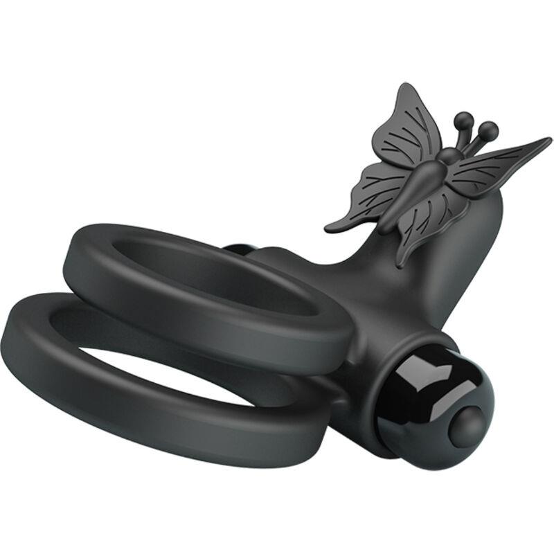 DOUBLE VIBRATING RING WITH BLACK STIMULATOR