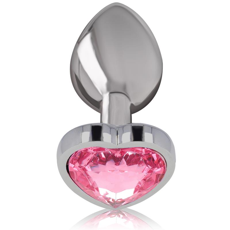 ALUMINUM METAL ANAL PLUG PINK HEART SIZE L