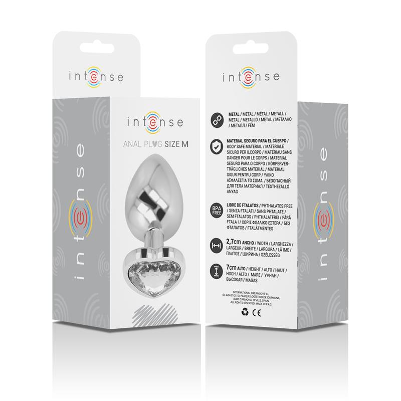 ALUMINUM METAL ANAL PLUG WHITE HEART SIZE M