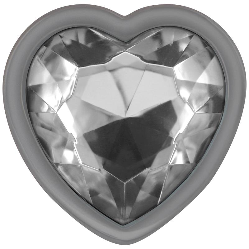 ALUMINUM METAL ANAL PLUG WHITE HEART SIZE M