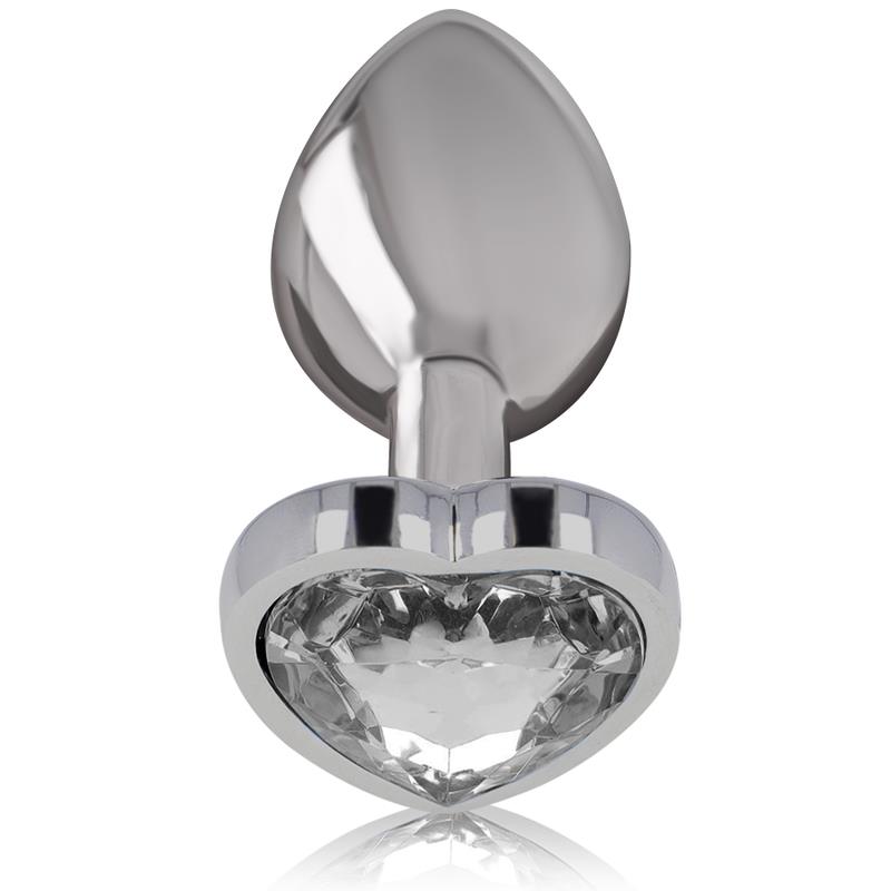 ALUMINUM METAL ANAL PLUG WHITE HEART SIZE M