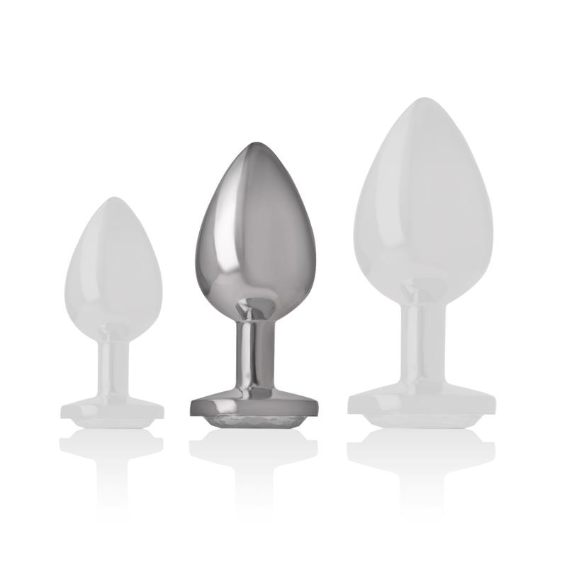 ALUMINUM METAL ANAL PLUG WHITE HEART SIZE M