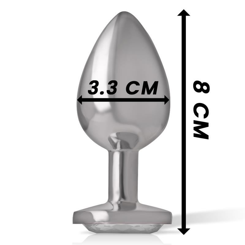 ALUMINUM METAL ANAL PLUG WHITE HEART SIZE M