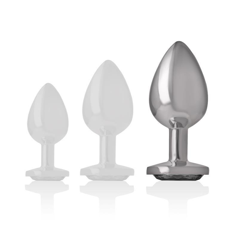 ANAL PLUG METAL ALUMINUM WHITE HEART SIZE L