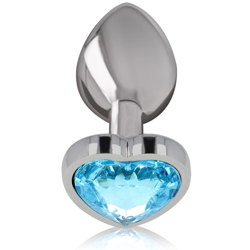 ALUMINUM METAL ANAL PLUG BLUE HEART SIZE M