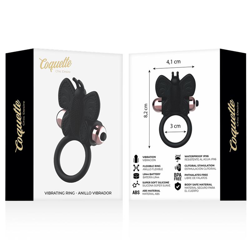 COCK RING BUTTERFLY WITH VIBRATOR BLACK/ GOLD