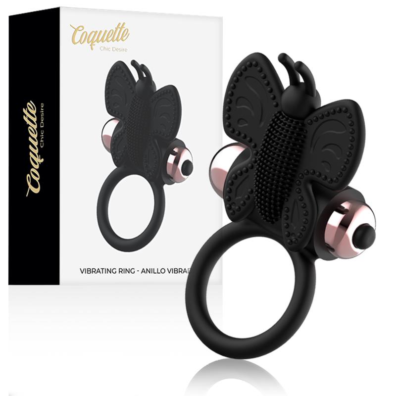 COCK RING BUTTERFLY WITH VIBRATOR BLACK/ GOLD