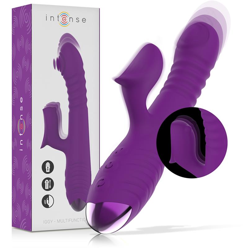 IGGY MULTIFUNKCIONALNI POLNILNI VIBRATOR GORE IN DOL S KLITORALNIM STIMULATORJEM PURPLE