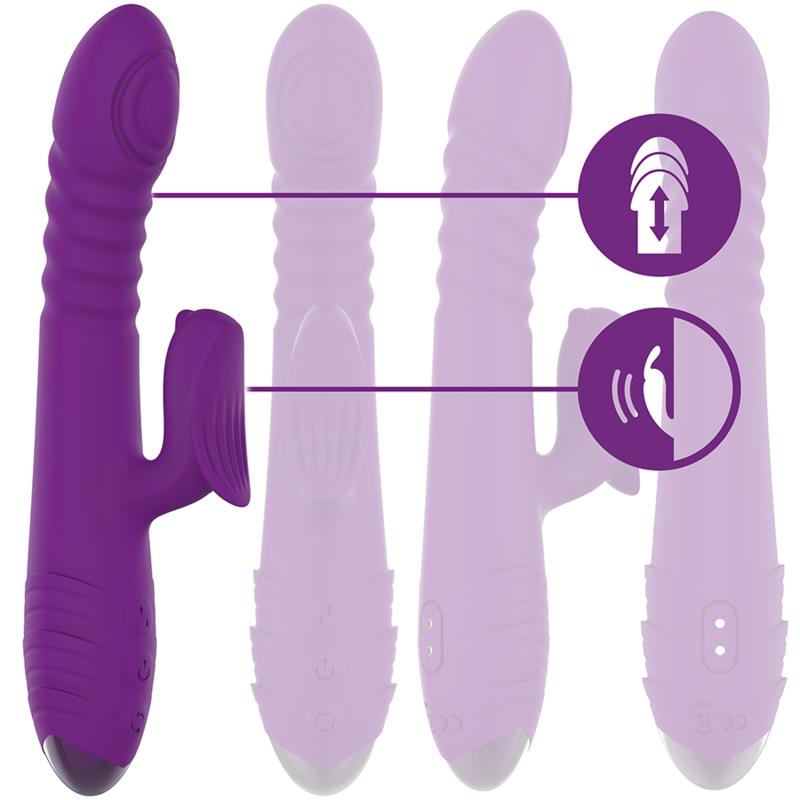 IGGY MULTIFUNKCIONALNI POLNILNI VIBRATOR GORE IN DOL S KLITORALNIM STIMULATORJEM PURPLE