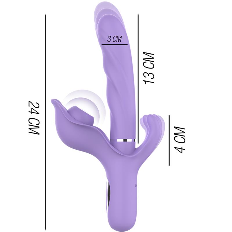 BILLIE MULTIFUNCTIONAL RECHARGEABLE SUCTION VIBRATOR WITH PURPLE PUSH BUTTON