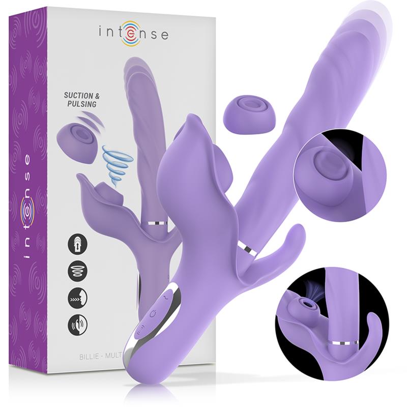 BILLIE MULTIFUNCTIONAL RECHARGEABLE SUCTION VIBRATOR WITH PURPLE PUSH BUTTON