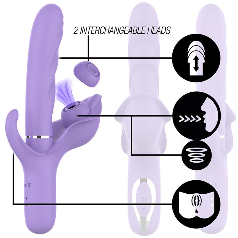 BILLIE MULTIFUNCTIONAL RECHARGEABLE SUCTION VIBRATOR WITH PURPLE PUSH BUTTON