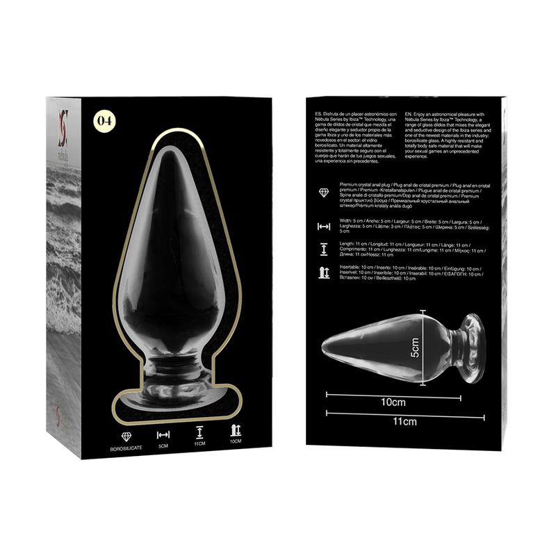 MODEL 4 ANAL PLUG BOROSILICATE GLASS CLEAR 11 CM -O- 5 CM