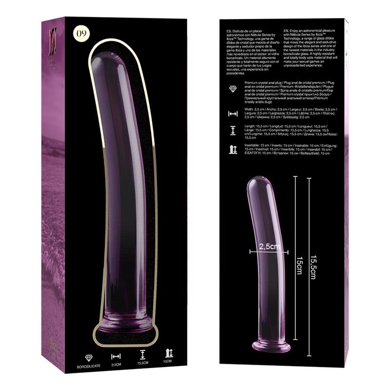 MODEL 9 DILDO BOROSILICATE GLASS CLEAR 15.5 CM -O- 2.5 CM