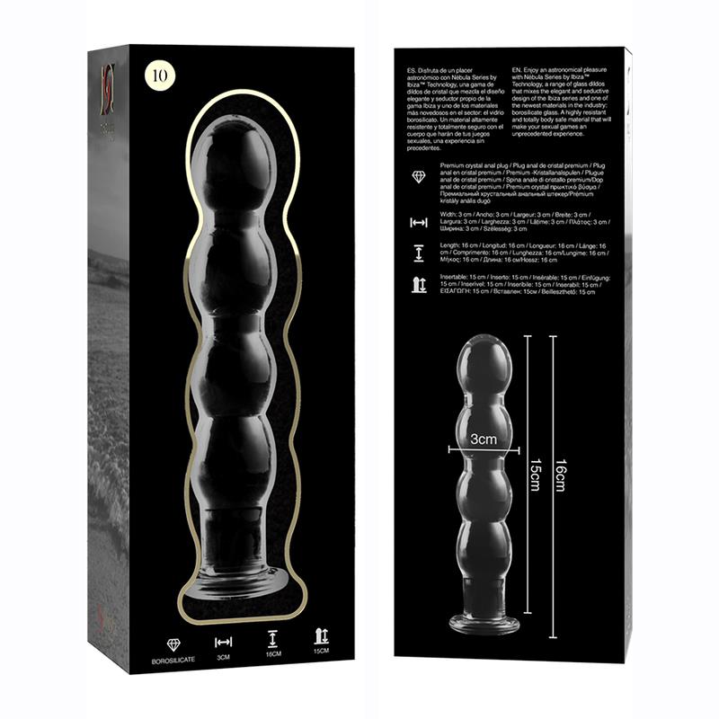 MODEL 10 DILDO BOROSILICATE GLASS CLEAR 16.5 CM -O- 3.5 CM