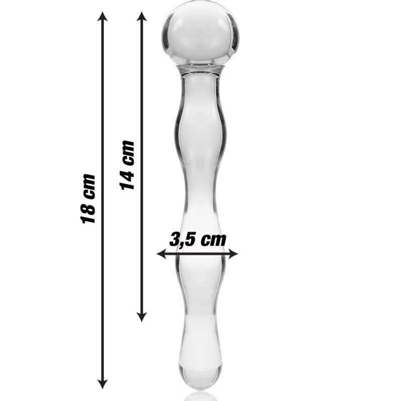 MODEL 13 DILDO BOROSILICATE GLASS CLEAR 18 CM -O- 3.5 CM