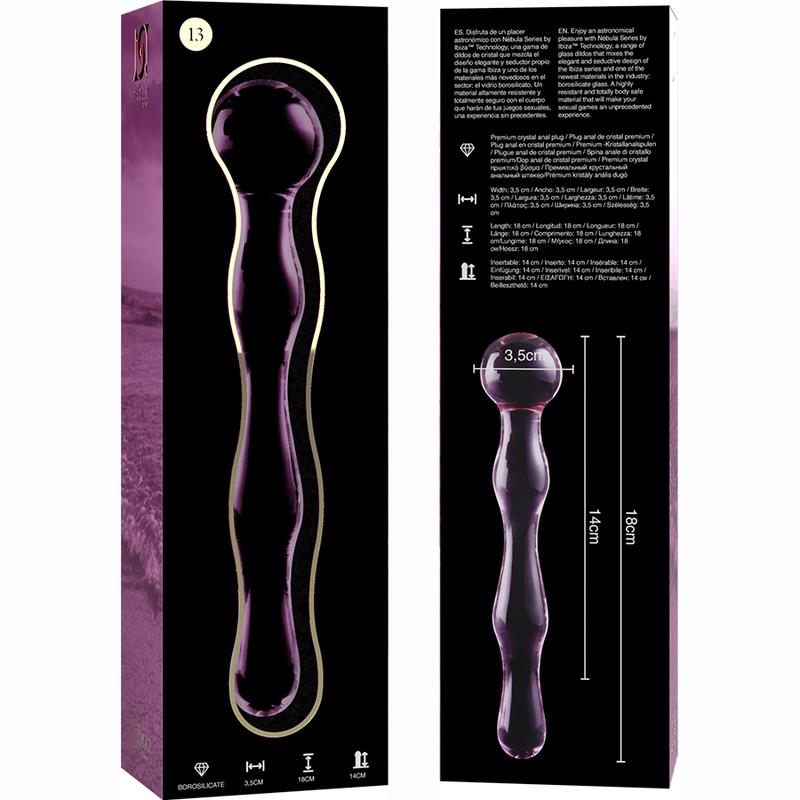 MODEL 13 DILDO BOROSILICATE GLASS CLEAR 18 CM -O- 3.5 CM