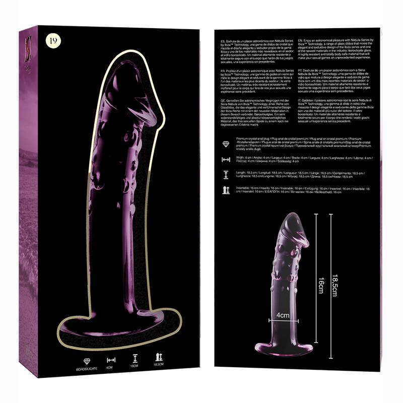 MODEL 19 DILDO BOROSILICATE GLASS CLEAR 18.5 CM -O- 4 CM