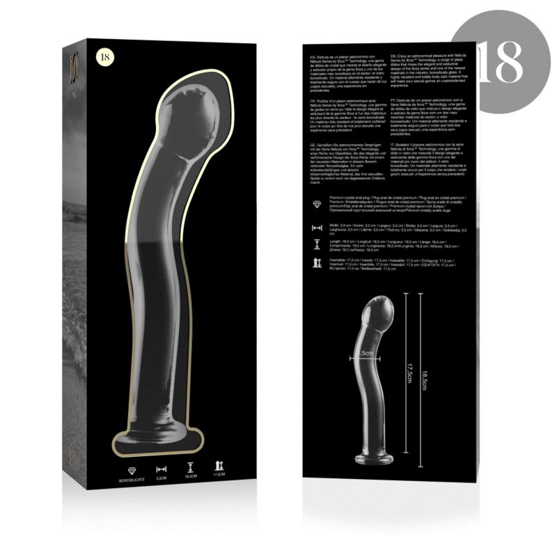 MODEL 18 DILDO BOROSILIKATNO STEKLO JASNO 18.5 CM -O- 3.5 CM