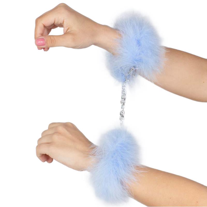 BLUE LIGHT MARABOU HANDCUFFS